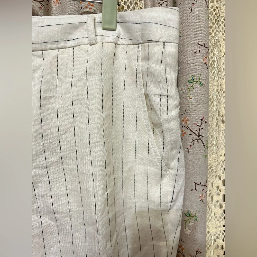 Banana Republic Reegan Linen‎ Pinstripe Pants 10 EUC
